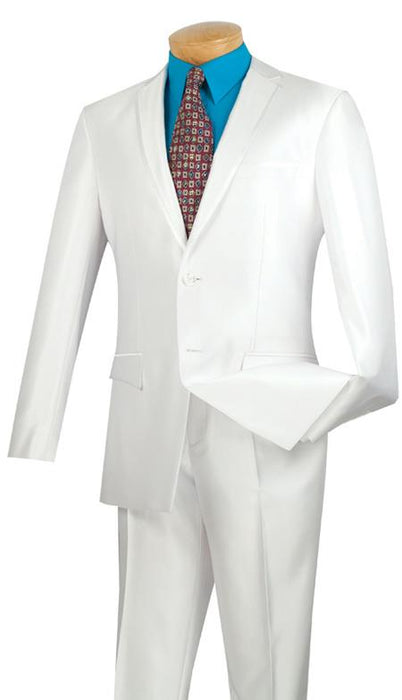 Tuxedo & Formal Shiny White Trimmed Slim Fit Suits Fitted Style Men's Sharkskin Suit