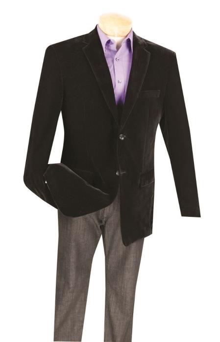 Black Big And Tall Blazers Clearance Cheap Priced Velvet ~ Velour Blazer / Sport Coat