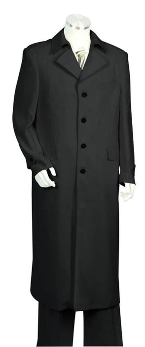 Men's Button Fastener Trench Collar Zoot Suit Black