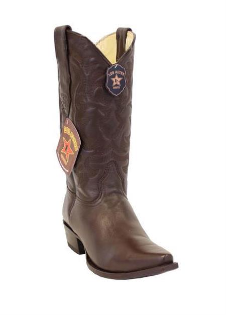 Men's Los Altos Boots Brown Snip Toe Genuine Deer 13 Hand Stitched Leather Shaft Cowboy Dress Cowboy Boot Cheap Priced For Sale Online