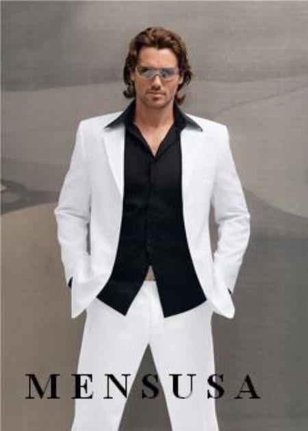 Snow All White Suit For Men + Free Black Shirt (As Pictured) mensusa