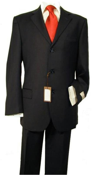 Solid Black Premier Quality Online Sale Clearance Men's Super 140'S Man Business Cheap Priced Business Suits Clearance Sale - mensusa