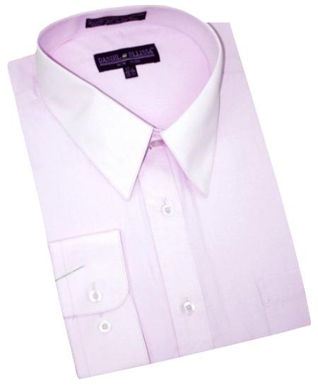 Solid Lavender Cotton Denim Convertible Cuffs Men's Dress Shirt mensusa