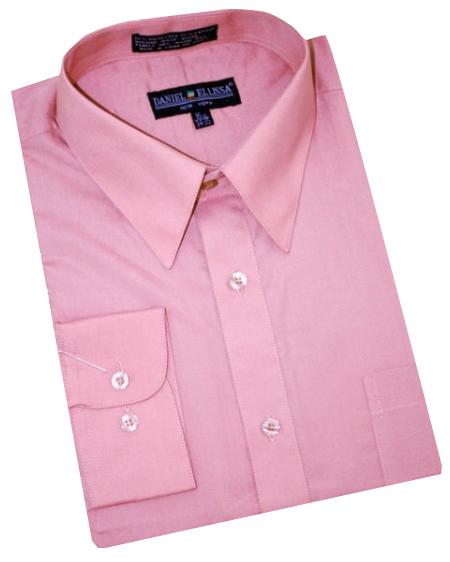 Solid Mauve Cotton Blend Convertible Cuffs Men's Dress Shirt mensusa