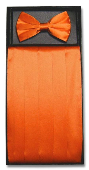 Men's Solid Silk Burnt Orange Matching Bowtie & Cummerbund