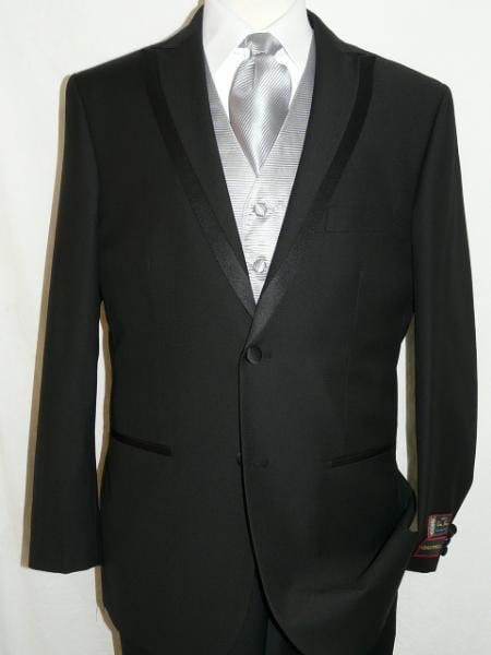 Spencer Tuxedo Soft Micro Fiber Peak Lapel 2 Button Plain Front Pants mensusa