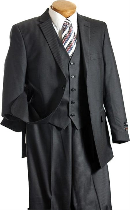 Summer Light Weight Fabric 3PC Vested Charcoal TNT Men's three piece suit mensusa