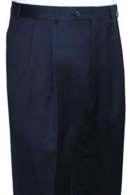 Super Quality Dress Slacks / Trousers Navy Pleated Pre-Cuffed Bottoms Pants unhemmed unfinished bottom mensusa