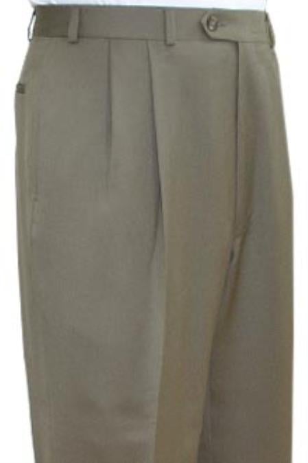 Super Quality Dress Slacks / Trousers Tan ~ Beige Pleated Pants unhemmed unfinished bottom - Cheap Priced Dress Slacks For Men On Sale ,1384 mensusa