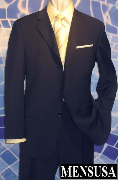 Superior Dark Navy Blue Suit For Men Light Weight Premier Quality Italian Fabric Super 120'S Men Business - mensusa