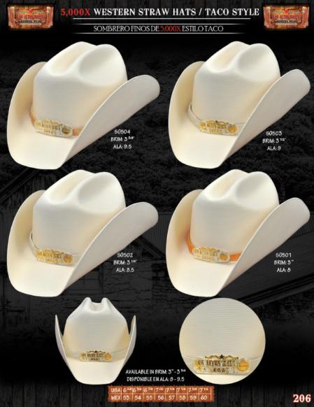 5,000x Tejana Taco Style Western Cowboy Straw Hat