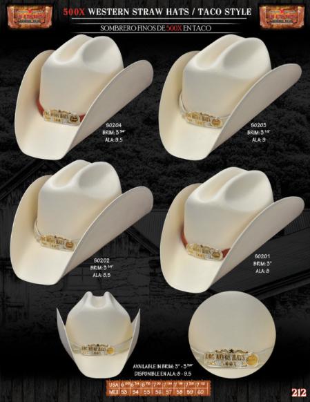 500x Tejana Taco Style Western Cowboy Straw Hats