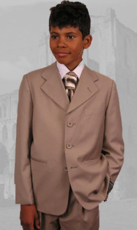 Tan ~ Beige Boy's Dress Suit Hand Made Perfect for toddler Suit wedding attire outfits mensusa