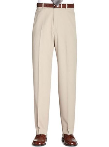 Tan ~ Beige Flat Front Regular Rise Slacks mensusa