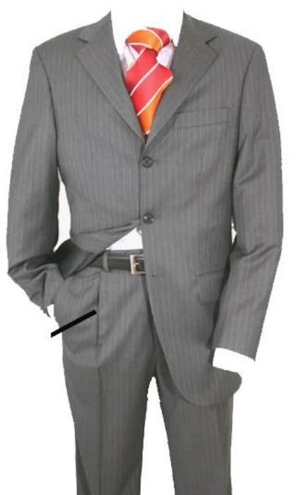 Charcoal Gray Pinstripe Super 120's Available in 2 or 3 Buttons Style Regular Classic Cut