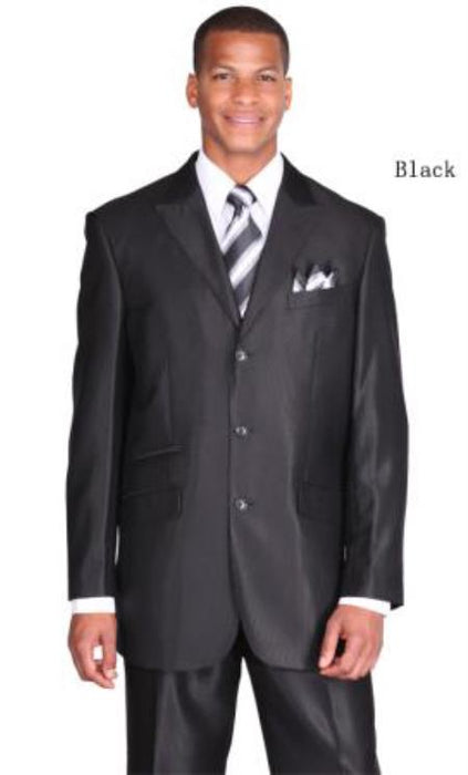 Black Ticket Pocket Three Button Peak Lapel Suit For Men's