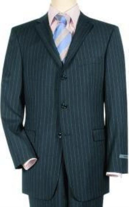 Navy Pinstripe premier quality italian fabric Super 140 Three - 3 Buttons style