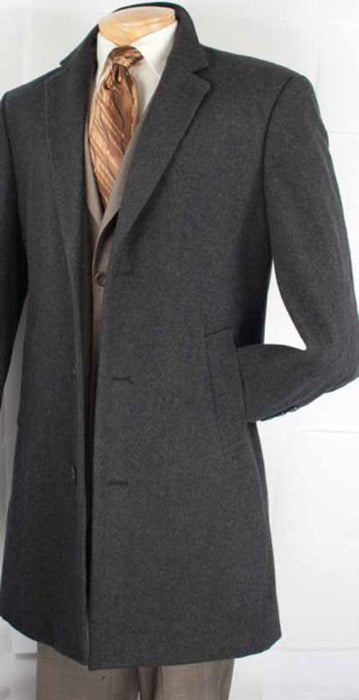 Three Quarters Length Men's Dress Coat Men's Car Coat Collection in a Soft Blend - Charcoal Grey Men's Overcoat mensusa