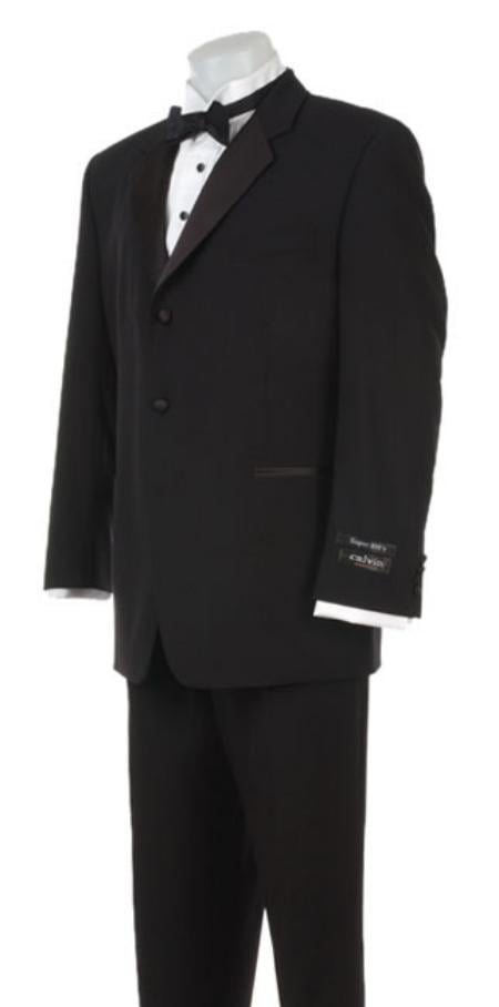 Three buttons Tuxedo Super 120's Light Weight Soft Poly-Rayon Tuxedo Suit + Shirt + Bow Tie + Vest - mensusa