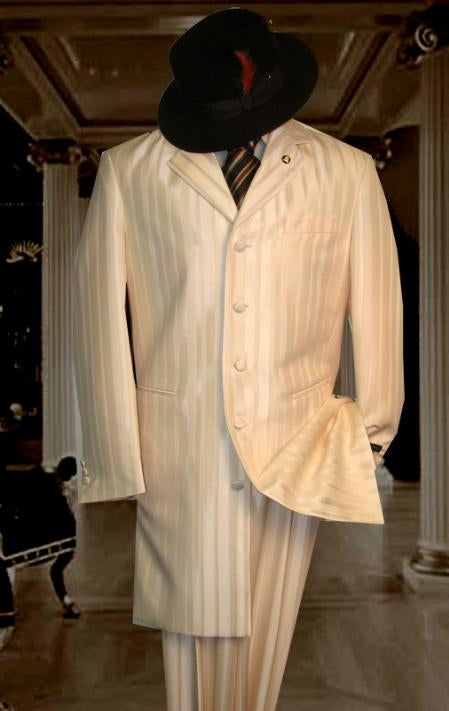 Tonal Shadow Pinstripe tone on tone Tuxedo Ivory OFF White mensusa