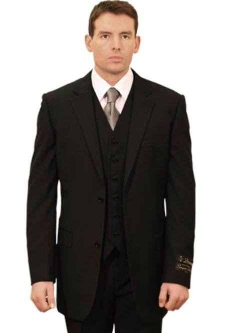 Trueran-Viscose Men's Classic affordable Cheap Priced Business Suits Clearance Sale online sale - Black mensusa