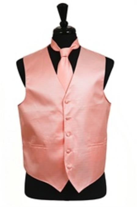 Tuxedo Vest - Wedding Vest Peach Horizontal Rib Pattern Soft and sophisticated Waistcoat - Men's Neck Ties - Mens Dress Tie - Trendy Mens Ties mensusa