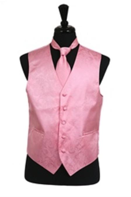 Tuxedo Vest - Wedding Vest Pink Tuxedo P A I S L E Y Tone on Tone Dress Tuxedo Wedding Vest - Men's Neck Ties - Mens Dress Tie - Trendy Mens Ties mensusa