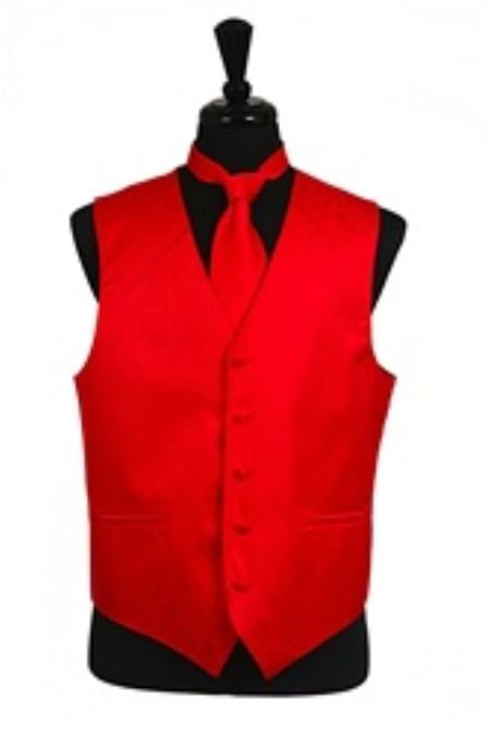 Tuxedo Vest - Wedding Vest Red P A I S L E Y Tone on Tone Dress Tuxedo Wedding Vest - Men's Neck Ties - Mens Dress Tie - Trendy Mens Ties mensusa