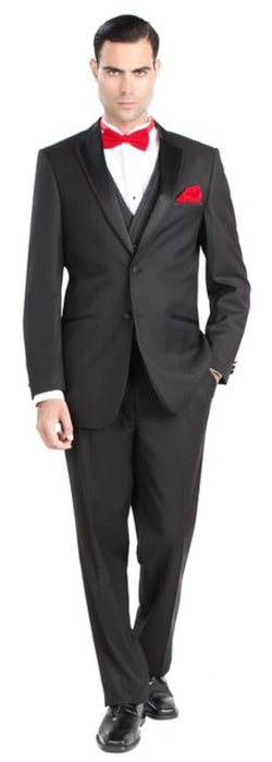 Giorgio Fiorelli Men's Two Button Three Piece Walton Tuxedo with Vest Black