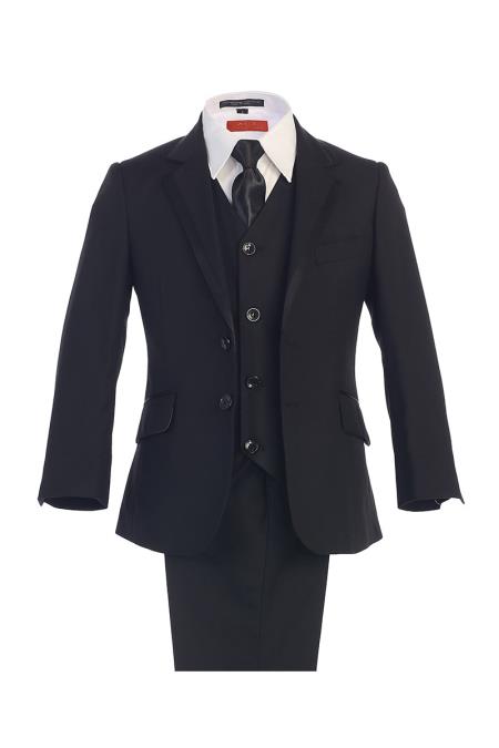 Two Button Black Boy's Kids Sizes Suit With Pant And Adjustable Tie Perfect for toddler Suit wedding attire outfits