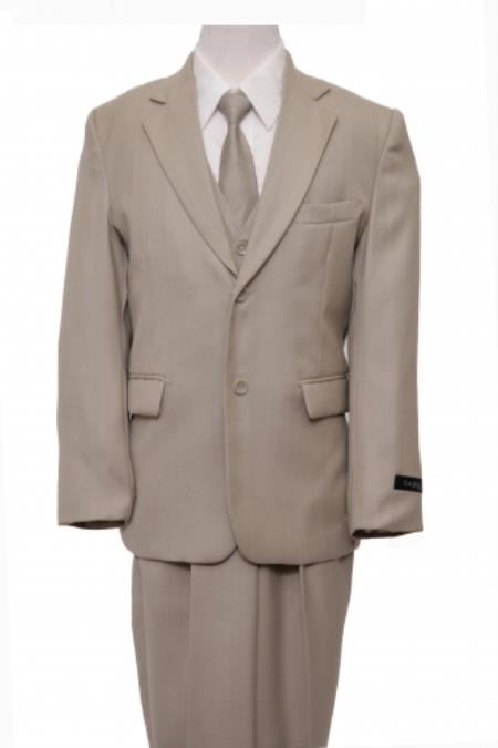 2 Button Kids Sizes Front Closure Boy's Suit Perfect for toddler Suit wedding attire outfits Beige