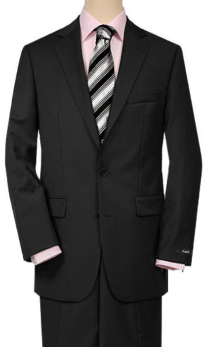 Mix and Match Suits Men's Quality 2 Buttons Portly Suits Solid Black Executive Fit Suit - Mens Portly Suit