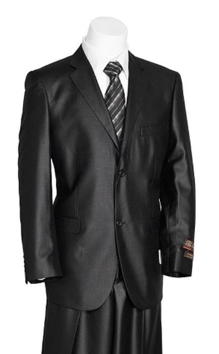 Vitali Men's 2 Button Black Shark Skin Suit