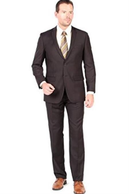 Men's 2 Button Closure Brown Slim Fit Suit