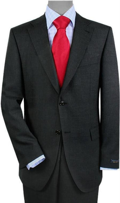 2 Buttons Vented Gray Sharkskin No Pleats Suit