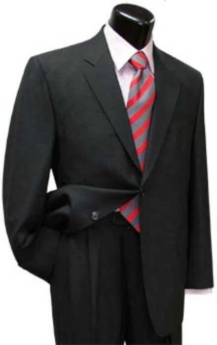 Men's 2 Button Dark Grey , 100% Super fine Business ~ Wedding 2 piece Side Vented 2 Piece Suits For Men pleated pants