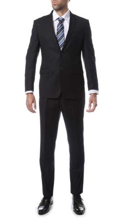 Men's 2 Button Dark Navy Blue Slim Fit Zonettie Suit