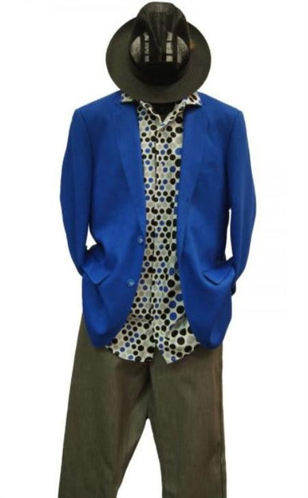 Alberto Nardoni Brand Men's 2 Buttons Linen Cobalt Royal Blue Blazer