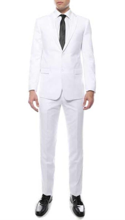 Men's 2 Button Slim Fitted White Zonettie Suit