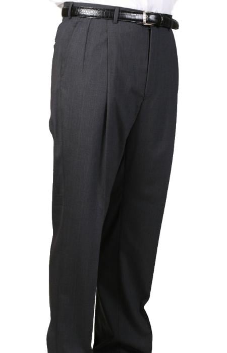 Unhemmed Unfinished Bottom Charcoal Pleated Pants Lined Trousers mensusa