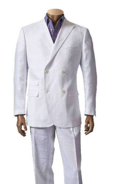 Men's White 100% Linen Suit With Men's Double Breasted Suits Jacket Blazer Peak Lapel Sport Coat Jacket Style