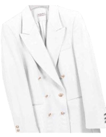 White, Six Button Double Breasted Suits Blazer Jacket Coat mensusa