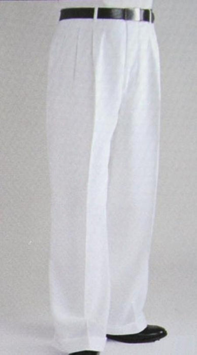 White Wide Leg Dress Pants Pleated baggy dress trousers unhemmed unfinished bottom - Cheap Priced Dress Slacks For Men On Sale mensusa