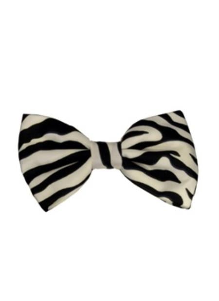 Men's Zebra Pattern Design White/Black Bow Ties-Men's Neck Ties - Mens Dress Tie - Trendy Mens Ties