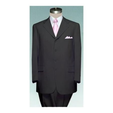 four buttons Men's 4 (four) button BLACK Double Pleated Fully Lined Suit mensusa