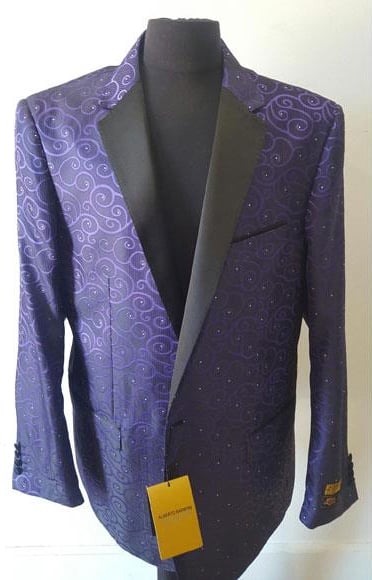 Purple Buttons Closure Floral Sportcoat