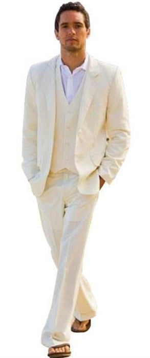 Alberto Nardoni Ivory ~ Cream ~ Off White 2 Button Vested 3 Piece Suit Light Flat Front (Wholesale Price $95 (20PC&UPMinimum))