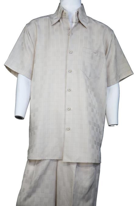 Men's Gridlock Short Sleeve Button Fastening Walking Suit