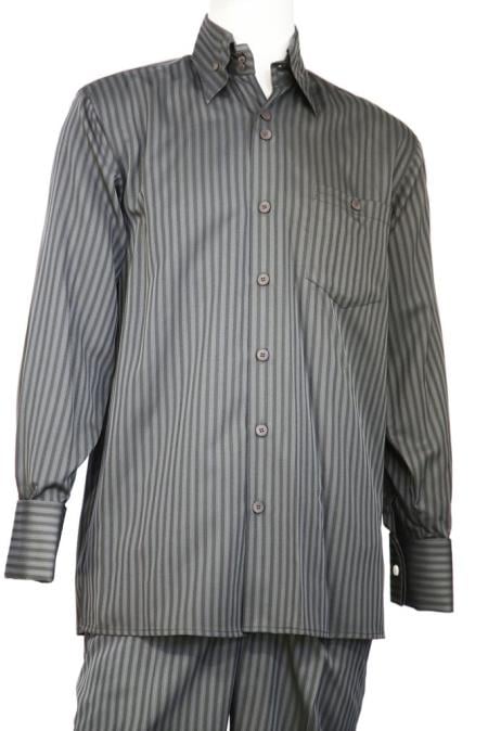 Men's Button Fastening Cage Stripe Walking Suit