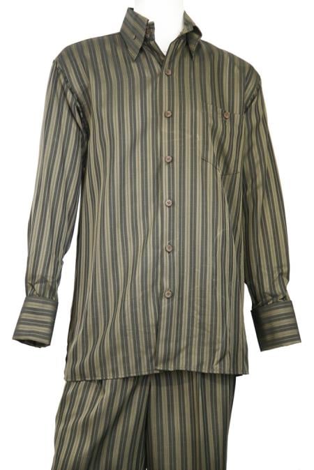 Men's Dual Stripe Button Fastening Walking Suit